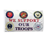 Bandiere Da Giardino We Support Our Troops 5 Military Branches United States Bandiera Da Cortile Durevole Banner Giardino Lavabile Outdoor Bandiera Per Interno Esterna Prato 90X150 Cm