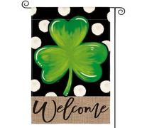 Bandiere Da Giardino Welcome Lucky St Patricks Day Polka Dot Shamrock Bandieradacortile Resistente Intemperie Bandiera Decorativa Premium Outdoor Bandiera Per Portico Prato Celebrazioni 30X45Cm
