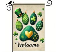Bandiere Da Giardino Welcome St Patricks Day Irish Dog Paw Green Hat Shamrocks Bandieradacortile Durevole Outdoor Bandiera Resistente Intemperie Pride Flag Per Bar Prato Celebrazioni 30X45Cm