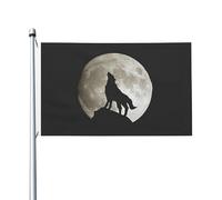 Bandiere Da Giardino Wolf Howling At The Moon Banner Giardino Premium Bandiera Da Cortile Antivento Bandiere Decorative Per Sport Esterna Interno 90X150 CM