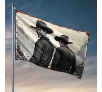 Bandiere da parete divertenti avventure occidentali: due cowboy nel selvaggio West, bandiera indie, decorazione per la stanza, accessori per giocatori (60 x 90 cm)