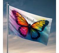 Bandiere da parete divertenti colorate con farfalla art: una vivace bandiera con apertura alare, decorazione per la casa e la stanza (60 x 90 cm)