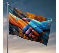 Bandiere da parete divertenti con due mani che si tengono l'una all'altra, coperte di vernice colorata. Bandiera decorazione per stanza universitaria per ragazzi e bar accessori per Ma(120 x 180 cm)