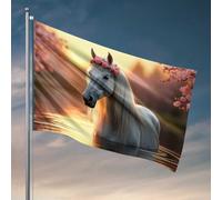 Bandiere da parete divertenti con grazioso cavallo al tramonto con riflessioni bandiera decorazione per esterni patio bar accessori (120 x 180 cm)