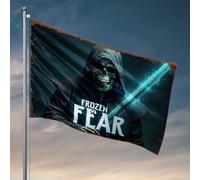 Bandiere da parete divertenti con teschio con mantello con cappuccio che tiene la spada congelata, bandiera indie, decorazione per la stanza dei giocatori (152 x 244 cm)