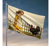 Bandiere da parete divertenti con una ragazza in grembiule guarda un tacchino. Bandiera decorazione per stanza universitaria per ragazzi accessori da bar per uomini (152 x 244 cm)