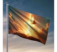 Bandiere da parete divertenti un libro aperto con una croce luminosa e una colomba nel cielo. Bandiera decorazione per stanza universitaria per ragazzi accessori bar per Ma(152 x 244 cm)