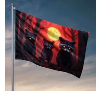 Bandiere da parete per ragazzi tre procioni in una foresta spettrale con una luna piena. Bandiera divertenti bandiere per la stanza dei ragazzi (152 x 244 cm)