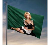 Bandiere da parete per ragazzi una donna in bianco e nero cameriera vestito sorrisi. Bandiera divertente bandiere per camera dei ragazzi (120 x 180 cm)