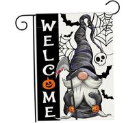Bandiere da prato, bandiera del giardino di Halloween 12 x 18 pollici Benvenuto bandiera di gradazione resistente al cranio spettrale ragno web gnome gnome a doppio lato il cortile di Halloween bandi