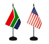 Bandiere da scrivania USA americane e sudafricane sudafricane, bandiera da tavolo USA Sudafrica, piccola mini bandiera americana e sudafricana da tavolo doppia, bandiera da tavolo in miniatura