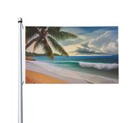 Bandiere da spiaggia sabbiose con palma da cocco, per esterni, 9 x 1,5 m, bandiera stagionale da giardino con occhielli bandiera per esterni per decorazioni per la casa sfondo fotografico