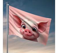 Bandiere da uomo, adorabile maiale con grandi occhi marroni, bandiera autunnale, bandiera per casa, patio, decorazioni per esterni (152 x 244 cm)