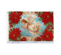 Bandiere d'angelo per esterni, tradizionali ali di stella di Natale rosse decorative per esterni con occhiello decorativo per balcone, terrazza, giardino, ingresso, casa, 0,6 x 0,9 m