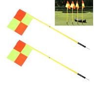 Bandiere d'angolo per campi da calcio, in plastica resistente, ad alta visibilità, 4 pezzi, quadrate, con 8 pali da 1,5 m, per allenamenti e partite all'aperto