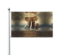 Bandiere decorative a doppia faccia con elefanti ed elefanti di The Sea, con fori per appenderle, adatte per essere appese in giardini e portici.