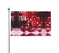 Bandiere decorative a doppia faccia con rose e bicchieri di vino rosso, con fori per appenderle, adatte per appendere in giardini e portici.