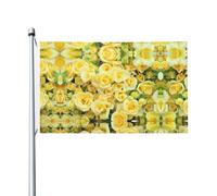 Bandiere decorative a doppia faccia con rose gialle, con fori per appenderle, adatte per essere appese in giardini e portici.