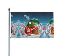 Bandiere decorative a forma di casa degli elfi su entrambi i lati, con fori per appenderle, adatte per essere appese in giardini e portici.