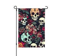Bandiere decorative colorate con teschi floreali per esterni, decorazione da giardino su entrambi i lati per tutte le stagioni e le vacanze