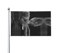 Bandiere decorative con due elefanti in bianco e nero su entrambi i lati, con fori per appenderle, adatte per essere appese in giardini e portici.