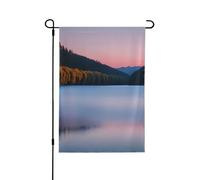 Bandiere decorative con lago sotto il tramonto, per esterni, decorazione da giardino su entrambi i lati, per tutte le stagioni e le vacanze