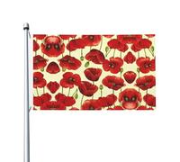 Bandiere decorative con motivo floreale rosso su entrambi i lati, con fori per appenderle, adatte per essere appese in giardini e portici.