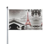 Bandiere decorative con motivo Torre Parigi su entrambi i lati, con fori per appenderle, adatte per essere appese in giardini e portici.
