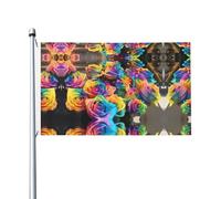 Bandiere decorative con rose su entrambi i lati, con fori per appenderle, adatte per essere appese in giardini e portici.