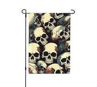 Bandiere decorative con scheletro a teschio per esterni, decorazione da giardino su entrambi i lati per tutte le stagioni e vacanze