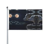 Bandiere decorative da giardino con motivo 3D a forma di lupi a luna piena su entrambi i lati, adatte per balconi, portici, ecc.