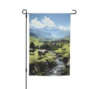 Bandiere decorative da giardino con mucche da fattoria alpina, design resistente ed elegante, per tutte le stagioni, adatte per terrazze, balconi, prati