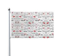 Bandiere decorative da giardino con scritta "I Love You Words with Hearts", adatte per prati, balconi, portici, ecc.