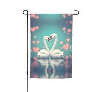 Bandiere decorative da giardino stampate con il cigno innamorato, adatte per balcone, patio, prato, cortile, festa della mamma, Natale, Halloween, decorazioni per le vacanze