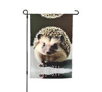 Bandiere decorative da giardino stampate con simpatico riccio, adatte per balcone, patio, prato, cortile, festa della mamma, Natale, Halloween, decorazioni per le vacanze