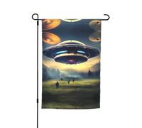 Bandiere decorative da giardino stampate con UFO Landing, adatte per balcone, patio, prato, cortile, festa della mamma, Natale, Halloween, decorazioni per le vacanze
