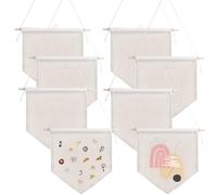 Bandiere decorative da parete fai da te, 8 striscioni vuoti in tela, collezione di badge per spilla smaltata, striscioni da parete
