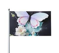 Bandiere decorative per esterni con farfalle bianche, 0,9 x 1,5 m, leggere e belle, adatte per cortili esterni e celebrazioni di festival.