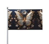 Bandiere decorative per esterni con farfalle bianche dorate, 0,9 x 1,5 m, leggere e belle, adatte per cortili all'aperto e celebrazioni di festival.