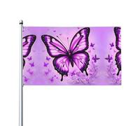 Bandiere decorative per esterni con farfalle viola, 0,9 x 1,5 m, leggere e belle, adatte per cortili esterni e celebrazioni di festival.