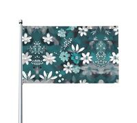 Bandiere decorative per esterni con stampe floreali grigie e bianche, 0,9 x 1,5 m, leggere e belle, adatte per cortili all'aperto e celebrazioni di festival.