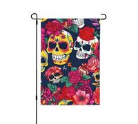 Bandiere decorative per esterni, con teschi e fiori, decorazione da giardino su entrambi i lati, per tutte le stagioni e le vacanze