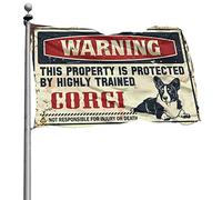 Bandiere decorative per la stanza avvertono che questa proprietà è protetta da una bandiera Corgi altamente addestrata, bandiere per camera da letto per ragazze (60 x 90 cm)