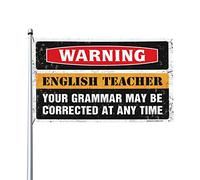 Bandiere decorative per la stanza, bandiere di avvertimento per insegnanti, grammatica inglese, accessori per camera da letto (60 x 90 cm)