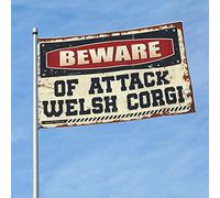 Bandiere decorative per la stanza Beware Of Attack Welsh Corgi bandiera bandiera per camera da letto ragazze accessori (30 x 45 cm)