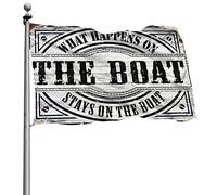 Bandiere decorative per la stanza con scritta in inglese "What Happens On The Boat Rimangono sulla barca" Bandiera dell'uomo, mobili per la casa da uomo (60 x 90 cm)