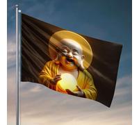 Bandiere decorative per la stanza Un monaco allegro tiene una sfera luminosa. Bandiera decorazione per camper per interni (60 x 90 cm)