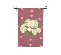 Bandiere decorative stampate con rosa bianca dell'amore, bandiere per patio esterno, 30,5 x 45,7 cm, adatte per patio e decorazione esterna.