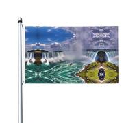 Bandiere decorative su entrambi i lati, bandiere con motivo cascate del Niagara con occhielli, adatte per appendere in giardino e feste.