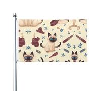 Bandiere decorative su entrambi i lati, bandiere con motivo gatto dagli occhi azzurri con occhielli, adatte per appendere in giardino e feste.